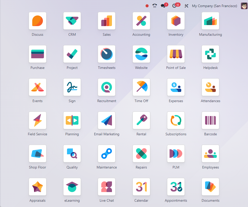 Suite ERP Odoo pour votre entreprise